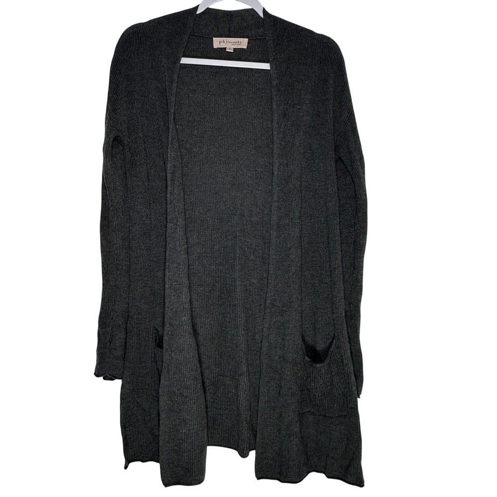 Philosophy Republic Clothing Gray Cashmere Blend Open Front Long Cardigan‎ Small